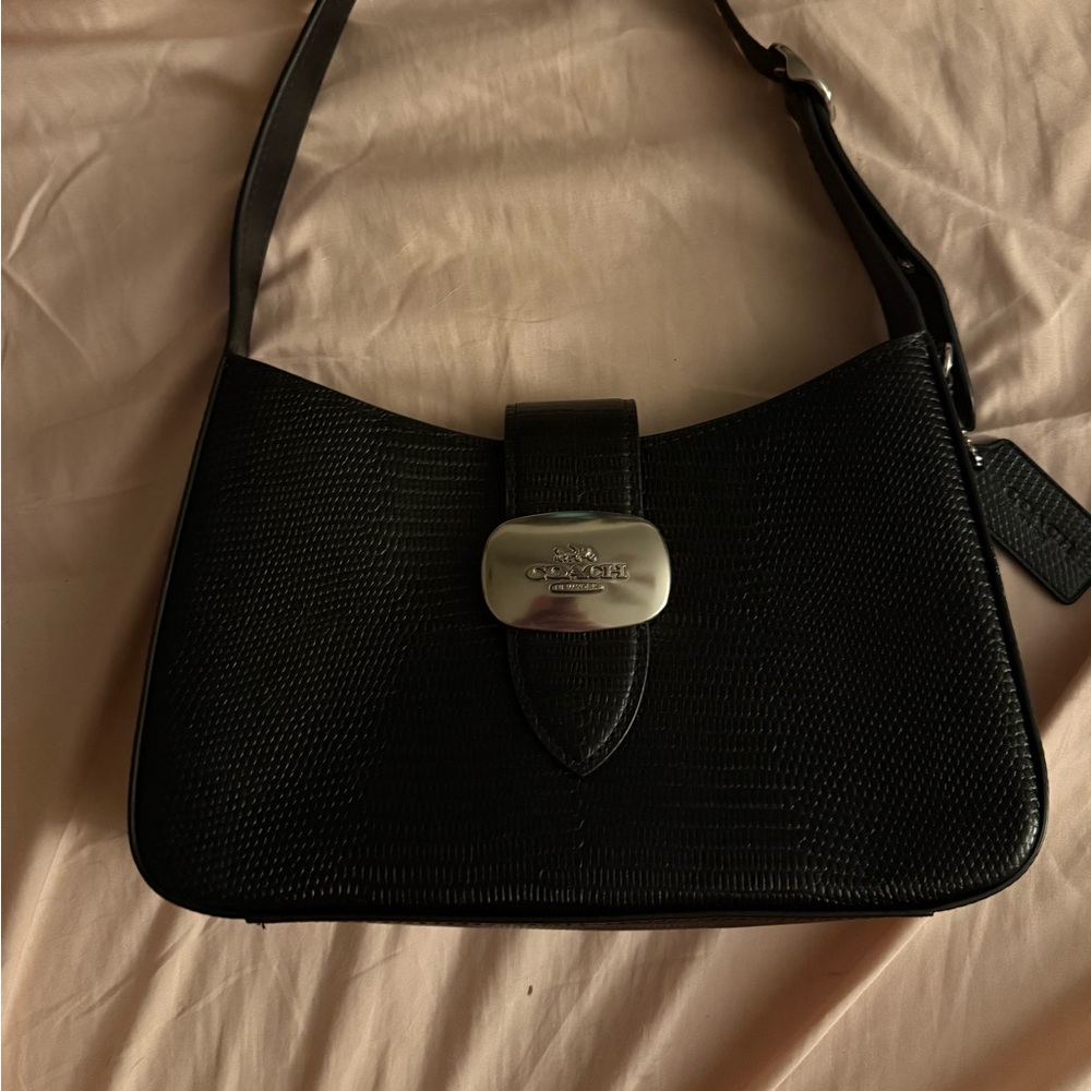 Coach croc print shoulder bag